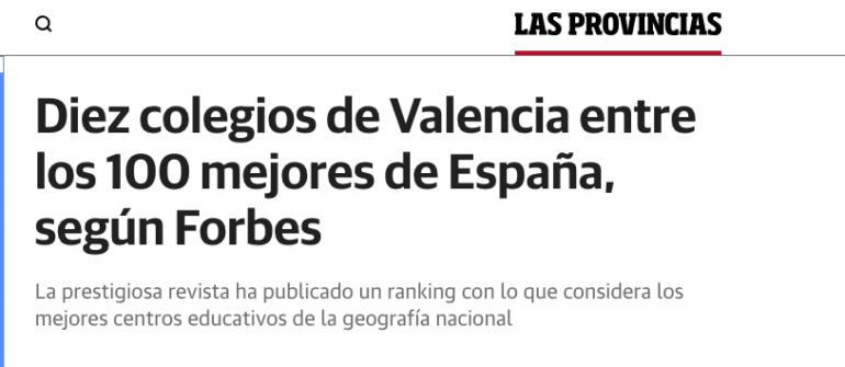 ENTRE LOS DIEZ MEJORES COLEGIOS DE VALENCIA